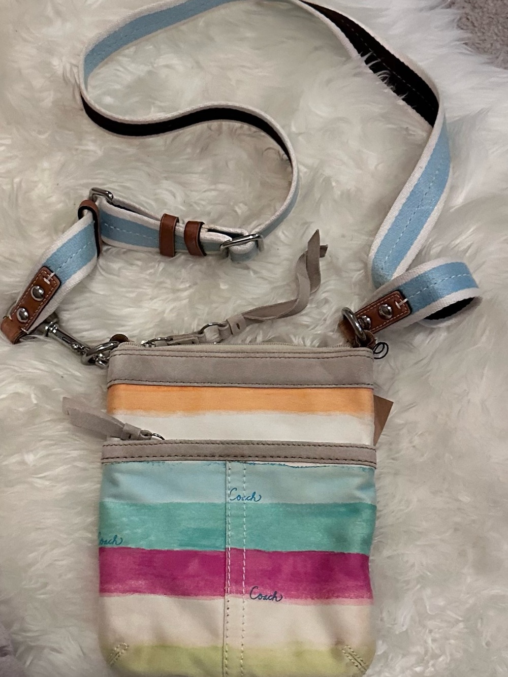 Coach Striped Crossbody Bag in Pastel Multi